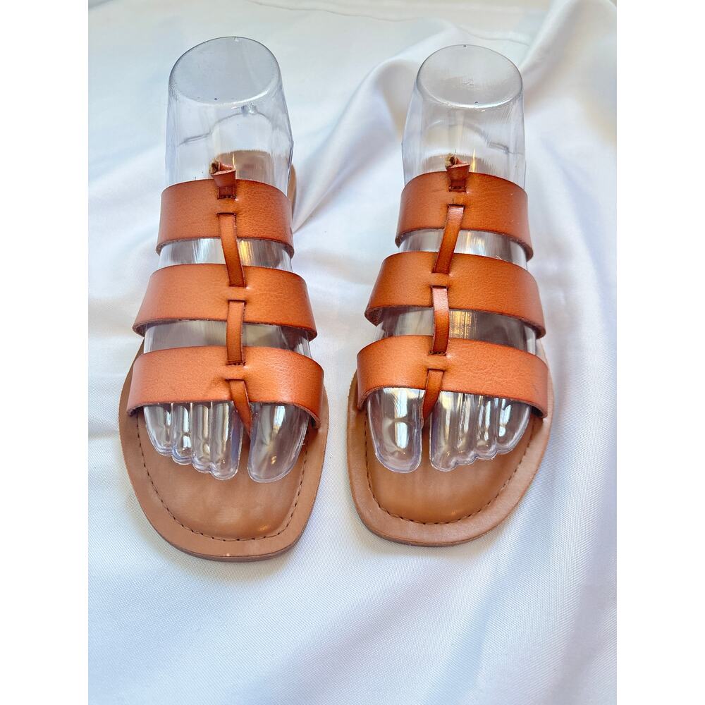 Maurices Cognac Brown Strappy Slide Sandals Women’s 7.5 Boho Casual